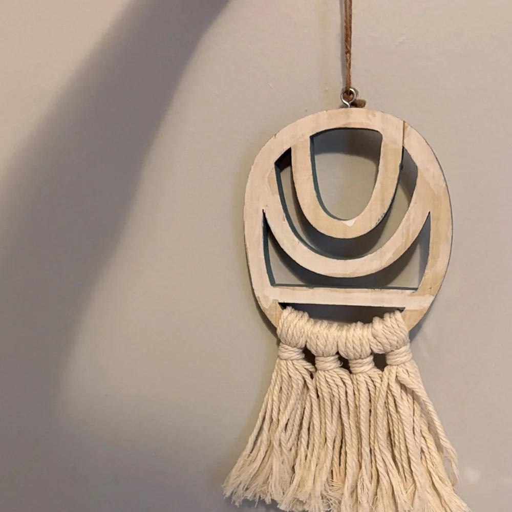 Hobby Lobby Cream Tassel Wall Hanging with Teal Accents lot of 7